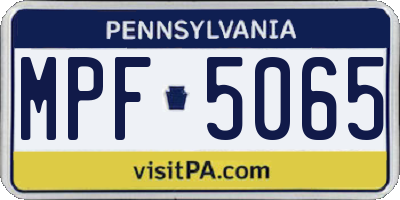 PA license plate MPF5065