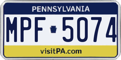 PA license plate MPF5074