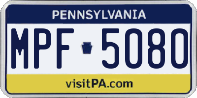 PA license plate MPF5080