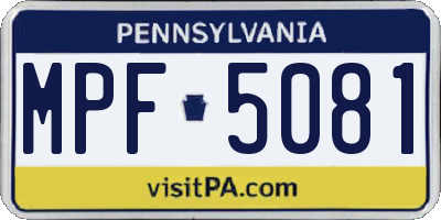 PA license plate MPF5081