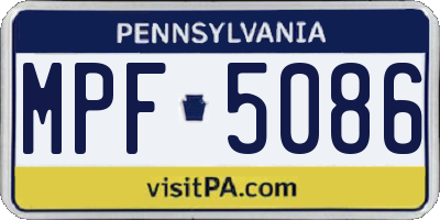PA license plate MPF5086