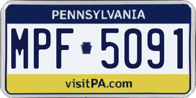 PA license plate MPF5091