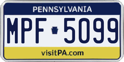PA license plate MPF5099