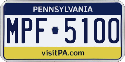 PA license plate MPF5100