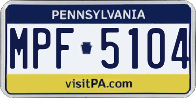 PA license plate MPF5104