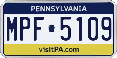 PA license plate MPF5109