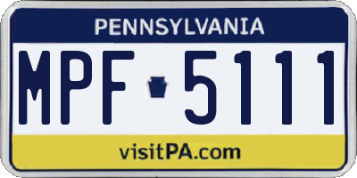 PA license plate MPF5111