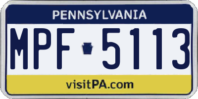 PA license plate MPF5113