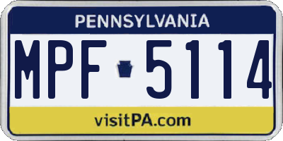 PA license plate MPF5114