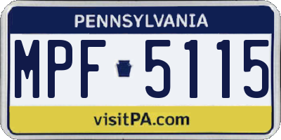 PA license plate MPF5115