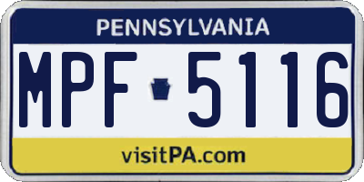 PA license plate MPF5116