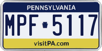PA license plate MPF5117