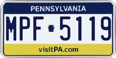 PA license plate MPF5119