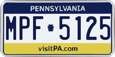 PA license plate MPF5125