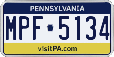 PA license plate MPF5134