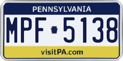 PA license plate MPF5138