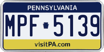 PA license plate MPF5139