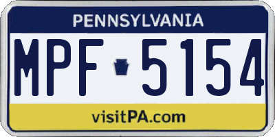 PA license plate MPF5154