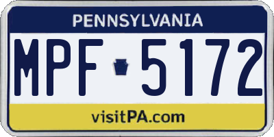 PA license plate MPF5172