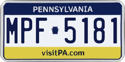 PA license plate MPF5181