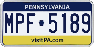 PA license plate MPF5189