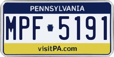 PA license plate MPF5191