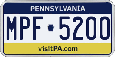 PA license plate MPF5200