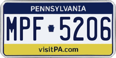 PA license plate MPF5206