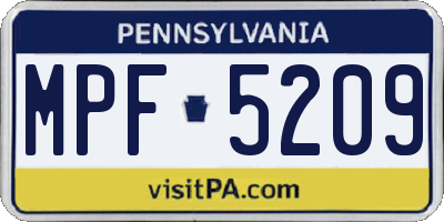 PA license plate MPF5209