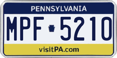 PA license plate MPF5210