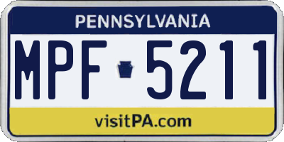 PA license plate MPF5211