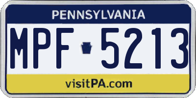 PA license plate MPF5213