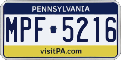 PA license plate MPF5216