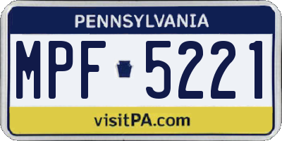 PA license plate MPF5221