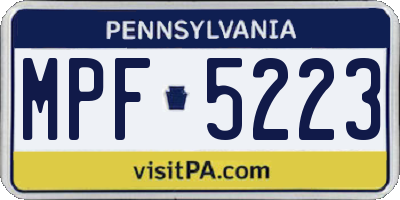 PA license plate MPF5223