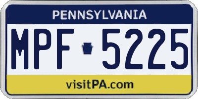 PA license plate MPF5225