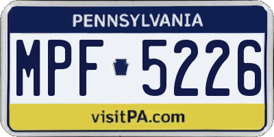 PA license plate MPF5226