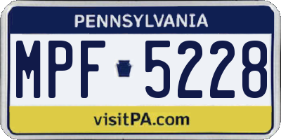 PA license plate MPF5228