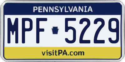 PA license plate MPF5229