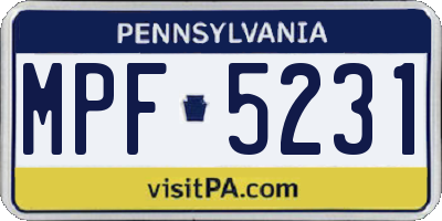 PA license plate MPF5231