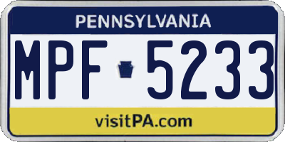 PA license plate MPF5233