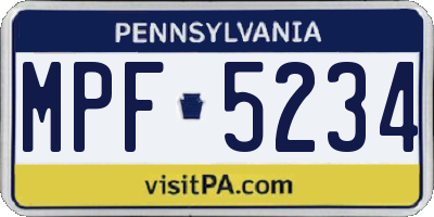 PA license plate MPF5234