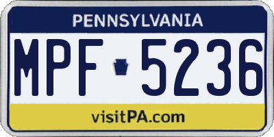 PA license plate MPF5236