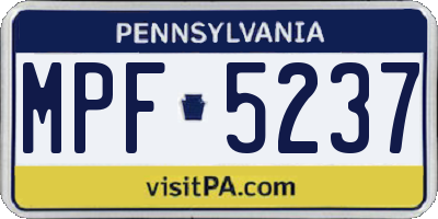 PA license plate MPF5237