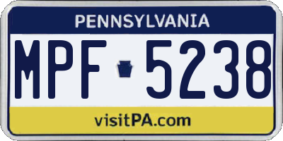 PA license plate MPF5238