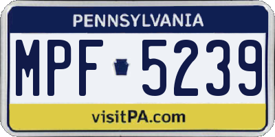 PA license plate MPF5239