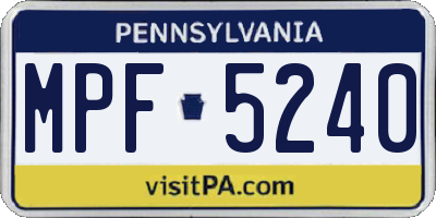 PA license plate MPF5240