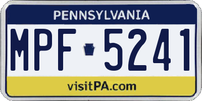 PA license plate MPF5241