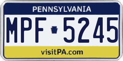 PA license plate MPF5245