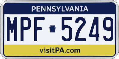 PA license plate MPF5249